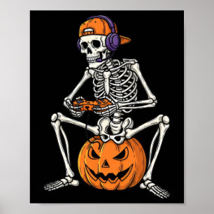 Póster Esqueleto de jugador de Halloween Controlador de v