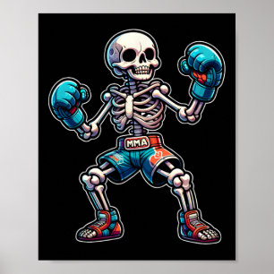 Póster Esqueleto de kickboxing Kickboxer Muay Thai Luchad