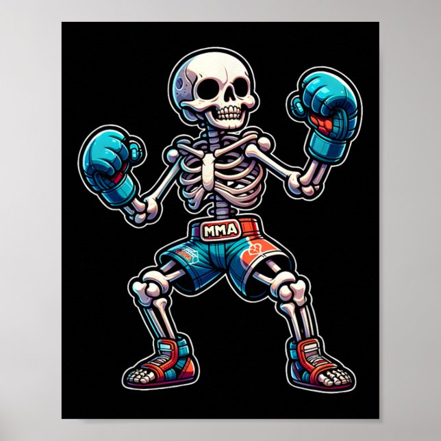 Póster Esqueleto de kickboxing Kickboxer Muay Thai Luchad (Frente)