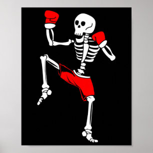Póster Esqueleto de Kickboxing Luchador de Muay Thai 