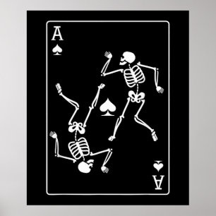 Póster Esqueleto de la tarjeta de juego Ace Poker