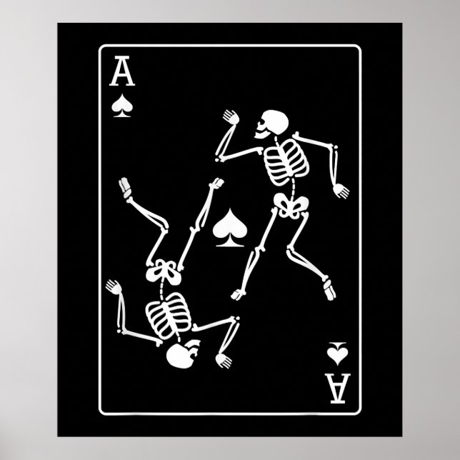 Póster Esqueleto de la tarjeta de juego Ace Poker (Frente)