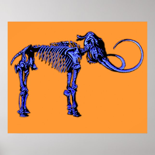 Póster Esqueleto de mamut azul (Frente)