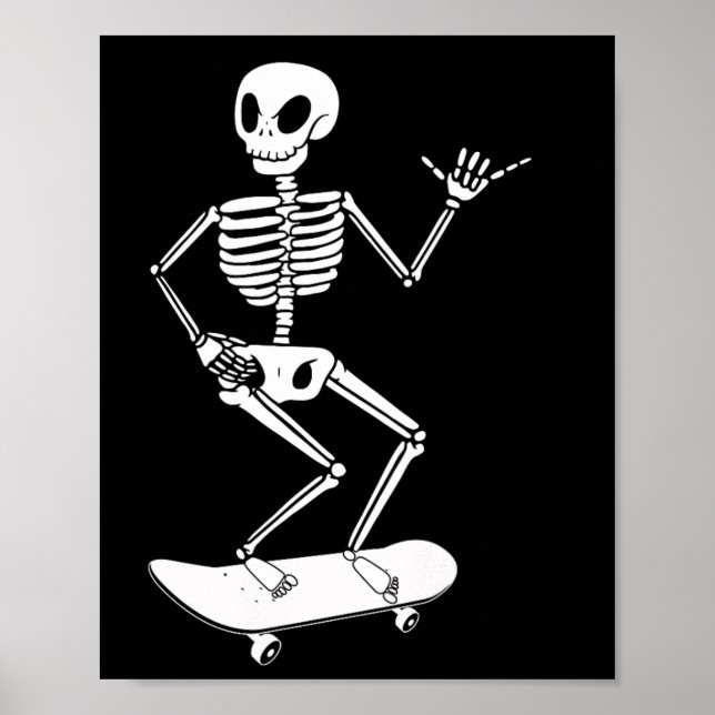 Póster Esqueleto de monopatín de Halloween monopatín de H (Frente)