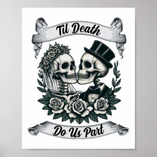 Póster Esqueleto de novia y novio hasta que la muerte nos