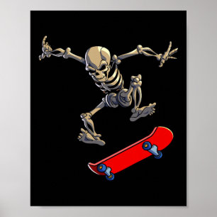 Póster Esqueleto de patineta Hombres Niños Patinador Pati