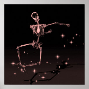 Póster Esqueleto de rayos X bailando - Rojo