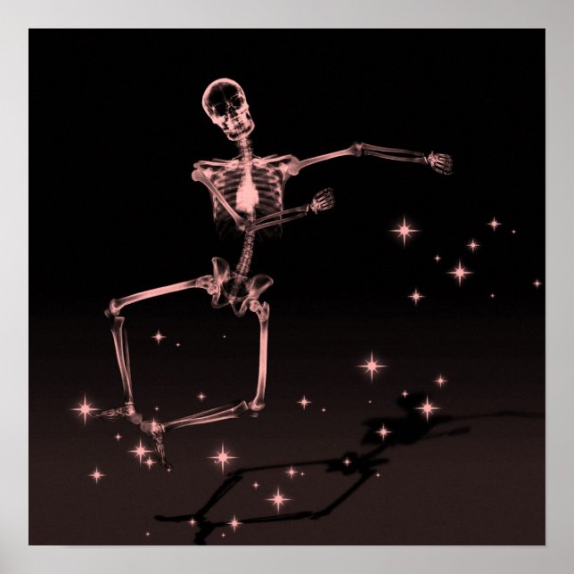 Póster Esqueleto de rayos X bailando - Rojo (Frente)