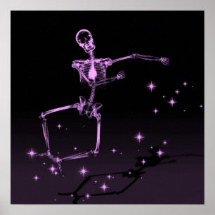 Póster Esqueleto de rayos X bailando - rosa