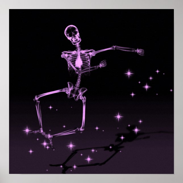 Póster Esqueleto de rayos X bailando - rosa (Frente)