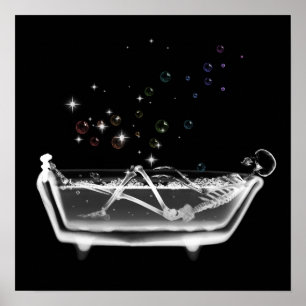 Póster Esqueleto de rayos X Bath - Arcoiris de B&W