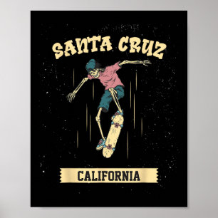 Póster Esqueleto de Santa Cruz para surfear y patinar
