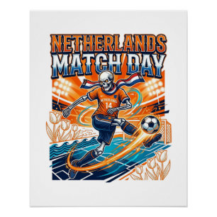 Póster Esqueleto de striker del día del partido de Países