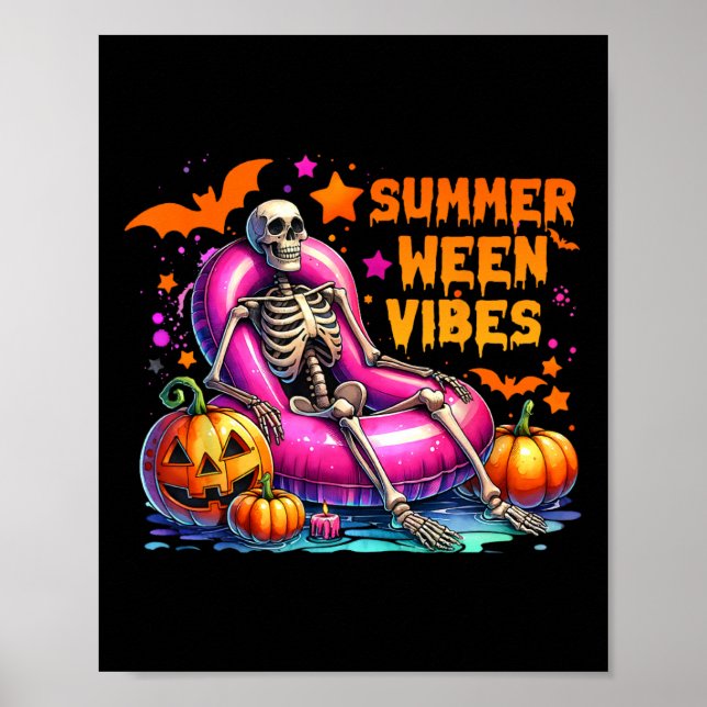 Póster Esqueleto de vacaciones de verano de Halloween Sum (Frente)