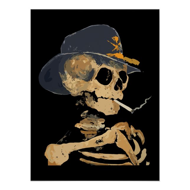 Póster Esqueleto de Vaquero Fumando (Anverso)