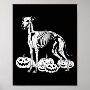 Póster Esqueleto de Whippet Cumpleaños Halloween Perro Ho
