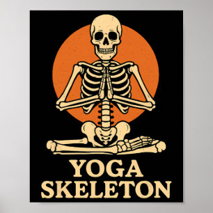Póster Esqueleto de yoga meditando