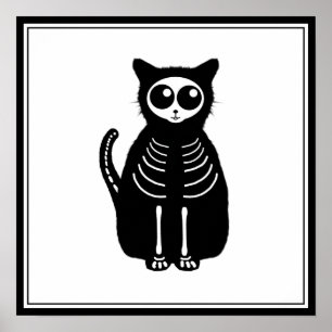 Póster Esqueleto del gato Personalizado de Halloween