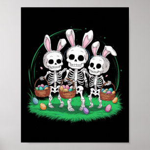 Póster Esqueleto divertido de Pascua sosteniendo huevo By