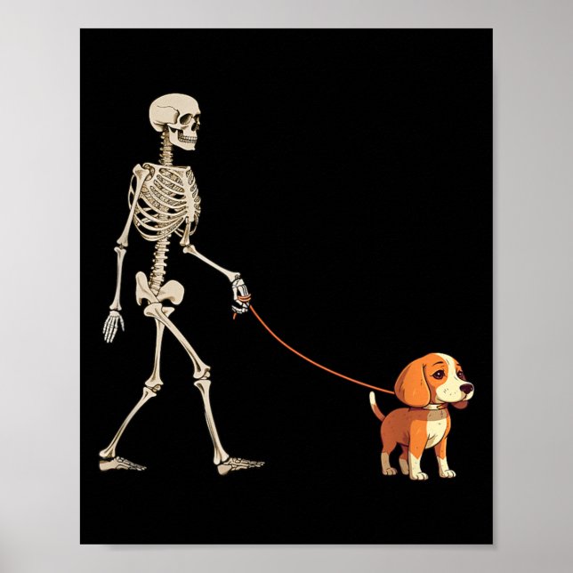 Póster Esqueleto Divertido de Perro Beagle Caminando Perr (Frente)