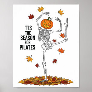 Póster Esqueleto Divertido de Pilates Calabaza de Yoga Ha