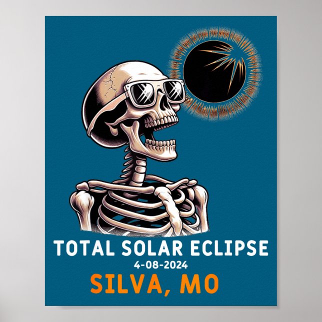 Póster Esqueleto Divertido Eclipse Solar Silva Missouri (Frente)