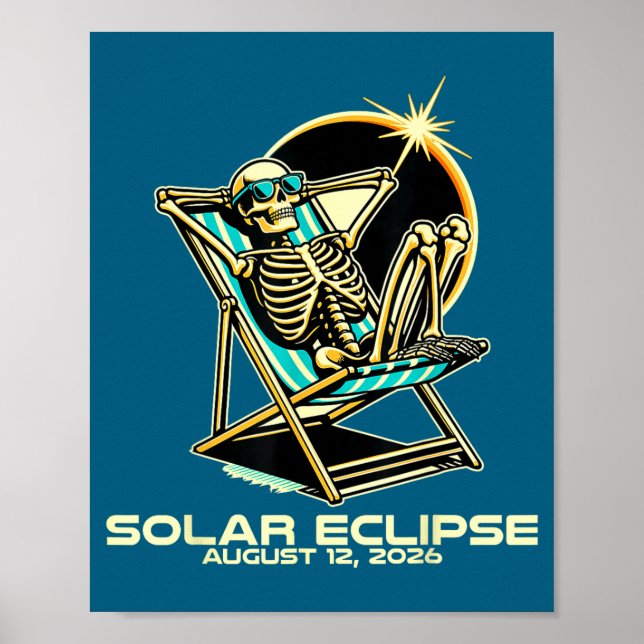 Póster Esqueleto Divertido Eclipse Solar Total (Frente)