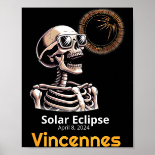 Póster Esqueleto Divertido Eclipse Solar Vincennes Indian