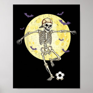 Póster Esqueleto Divertido Jugando Fútbol Halloween Diver