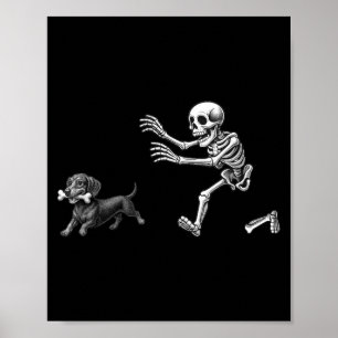 Póster Esqueleto Divertido Persiguiendo Perro Perro Diver