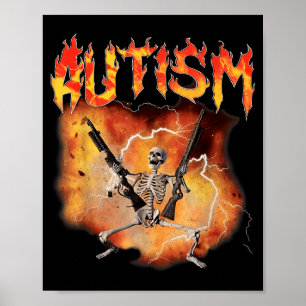 Póster Esqueleto divertido retro autista y gay autismo