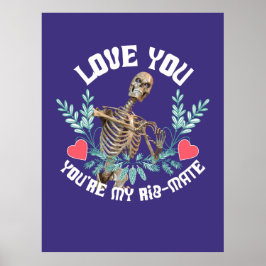 Póster Esqueleto Divertido San Valentín Costilla Compañer