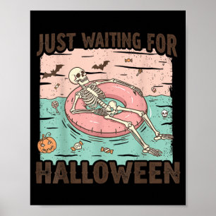 Póster Esqueleto espeluznante de verano esperando Hallowe