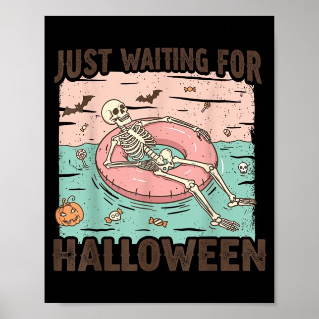 Póster Esqueleto espeluznante de verano esperando Hallowe (Frente)