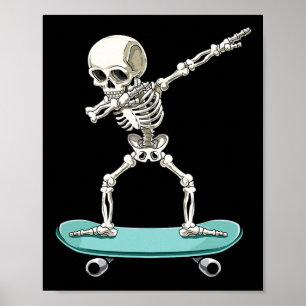 Póster Esqueleto espeluznante Skateboarder Halloween Skat