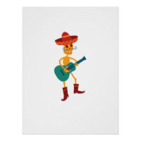 Esqueleto Festivo Tocando Guitarra