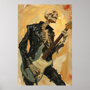 Póster Esqueleto gótico en Poster de la Chaqueta de Cuero