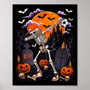 Póster Esqueleto haciendo dabbing disfraz de Halloween ju