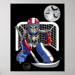 Póster Esqueleto jugando al hockey sobre hielo Feliz Día