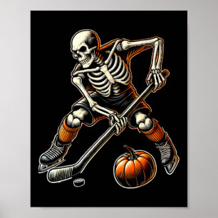 Póster Esqueleto jugando hockey sobre hielo 