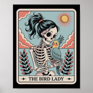Póster Esqueleto La Señora de los Pájaros Carta de Tarot 