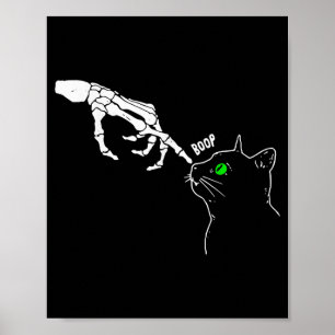 Póster Esqueleto Mano Boop En La Nariz De Un Gato Diverti