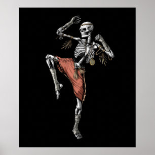 Póster Esqueleto muay tailandés
