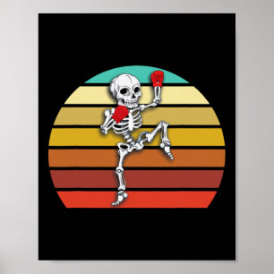 Póster Esqueleto Muay Thai Halloween Kickboxing Mma