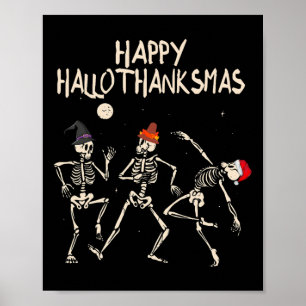 Póster Esqueleto Navidad Halloween Día de Acción de Graci