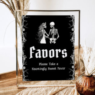 Póster Esqueleto negro gótico de Halloween favorece al Ró