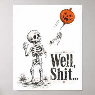 Póster Esqueleto perdió globo de calabaza meme divertido 