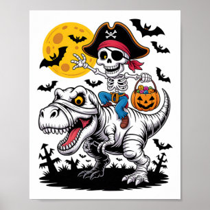 Póster Esqueleto pirata Halloween T Rex Candy Dinosaur Sh