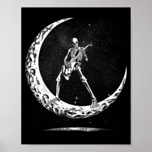 Póster Esqueleto tocando guitarra banda de rock and roll
