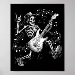 Póster Esqueleto tocando música de guitarra para hombres 